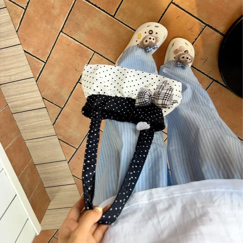 Koreanische Polka Dot Umhängetasche Niedliche Schleife Engelsflügel Design Handtasche Damenmode Pendeln Einkaufstasche Retro Kontrast Einkaufstasche – Detail 10