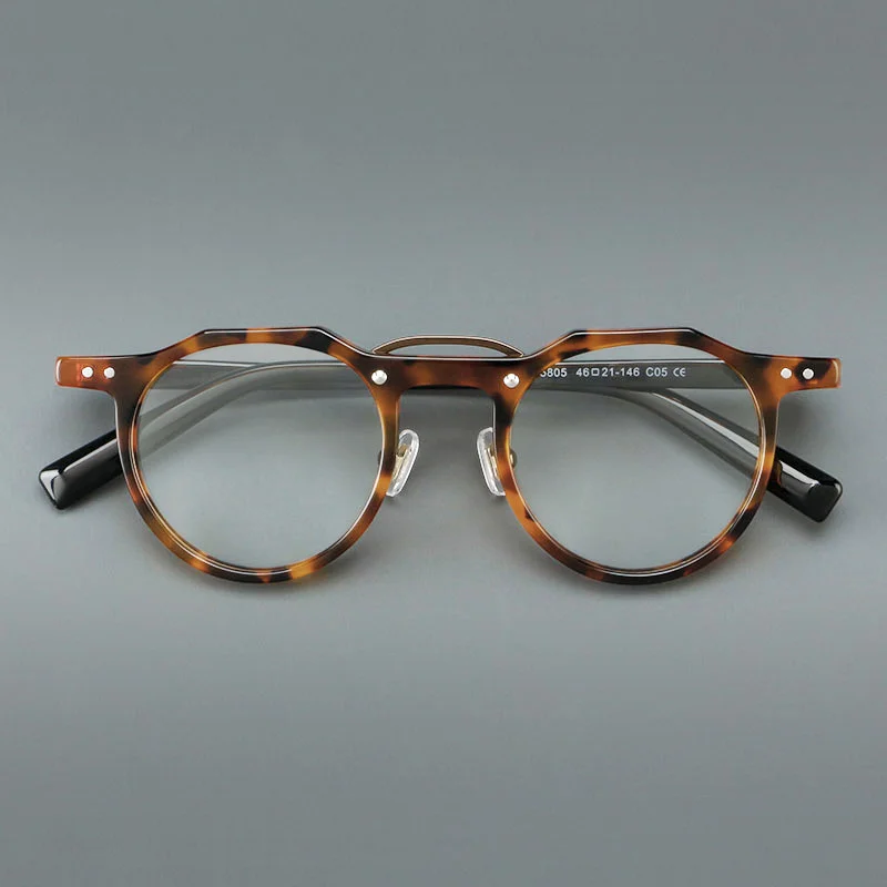 BETSION Retro Round Acetate Men And Women Reading Glasses Myopia Fashion Rivet Decor Multiple Colors Japanese Style Spectacles