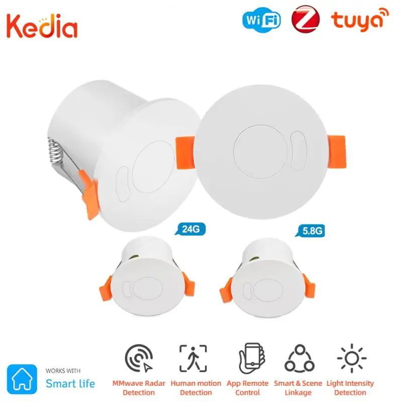 Tuya wFi/zigbee เครื่องตรวจจับการปรากฏตัวของมนุษย์5.8/24กรัมคลื่นแสงกล้องมองหลังติดรถยนต์ความสว่างการควบคุมสมาร์ทโฮม