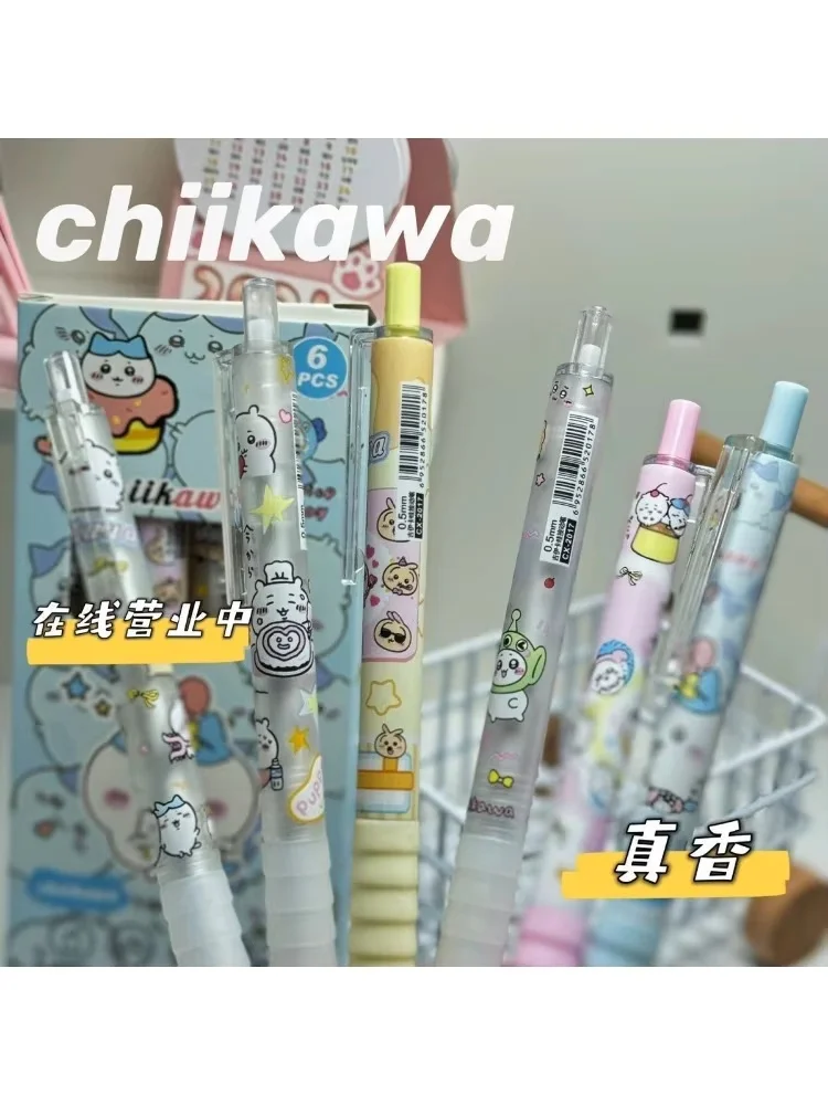 6er-Set Chiikawa Gelstifte, Druckstifte, geschmeidiges Schreiben, 0,5 mm, schwarzer Signaturstift, Schülerbedarf, Großhandel, Schreibwaren-Geschenk – Detail 1