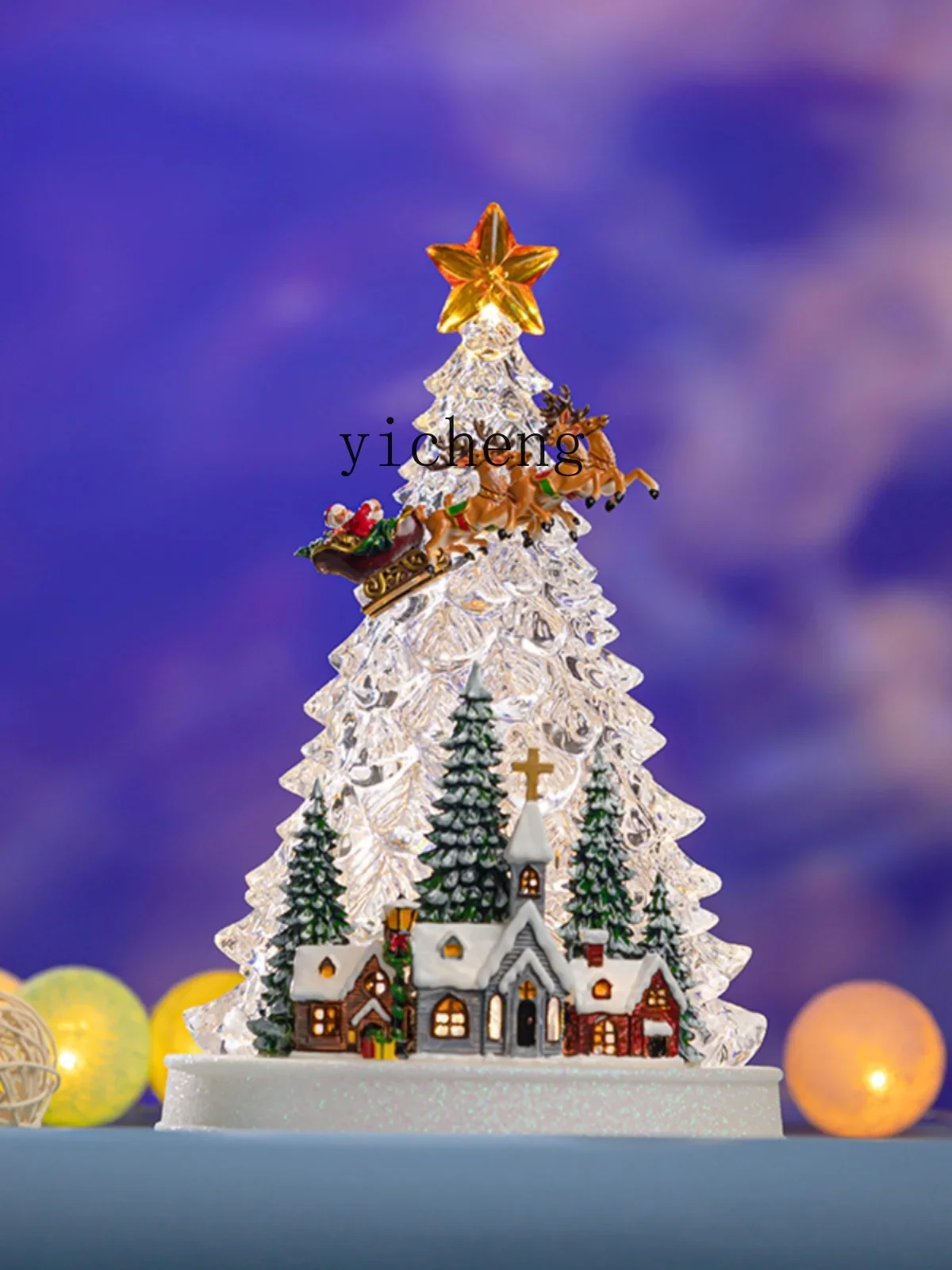 XL Christmas Christmas Tree Acrylic Town Music Box Music Box Children Furnishings Ornaments