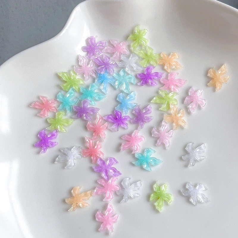

20 Pcs New Mixed Nail Art Resin Little Colorful Ice Flower Designer Charms Rhinestones DIY Craft For Nail 3D Decoration Manicure