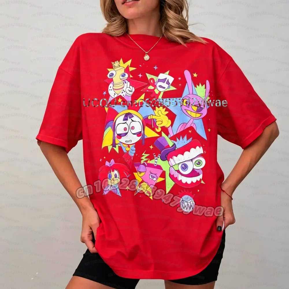 2026 Damen THE AMAZING DIGITAL CIRCUS Pomni Print Kurzarm Cartoon Plus Size Baumwolle Kinder Jungen Mädchen Eltern-Kind T-Shirt – Detail 12