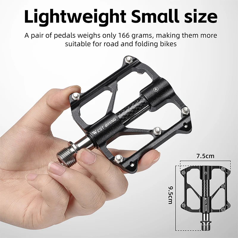 WEST BIKING Ultralight Bicycle Pedal Titanium/CR-MO Axle 3 Bearings Bike Pedal Anti Slip Racing Pedal MTB Road Bike Accessories