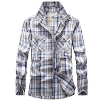 New Spring Men Long-sleeved Plaid Casual Shirts High Quality Male Cotton 100% Outdoor Loose Shirts Man Large Size Shirts 4XL