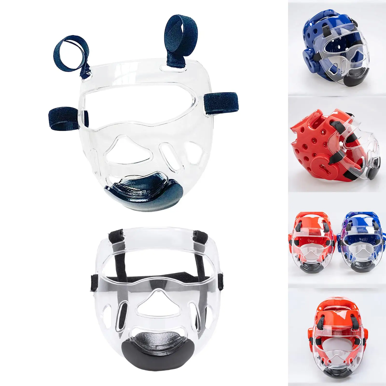 Transparent Taekwondo Mask Protector Removable Thickening Face Guard Head Gear Face Shield Head Cover for Sanda Martial Arts