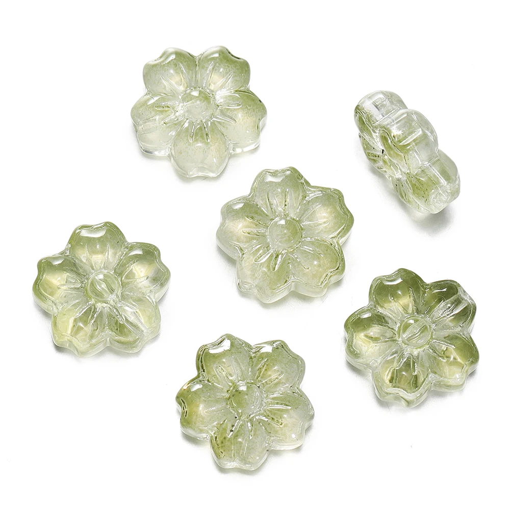 30 stuks gekleurde glazen bloemvormige kralen vijf bloemblaadjes bloem spacer kralen voor DIY ketting armband hanger sieraden maken bevindingen