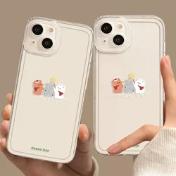 Funny Christmas Bear Rabbit Phone Case for iPhone 16 14 13 12 11 15 Pro Max 7 8 15 Plus SE3 X XR XS 13Mini Cartoon Covers Shells