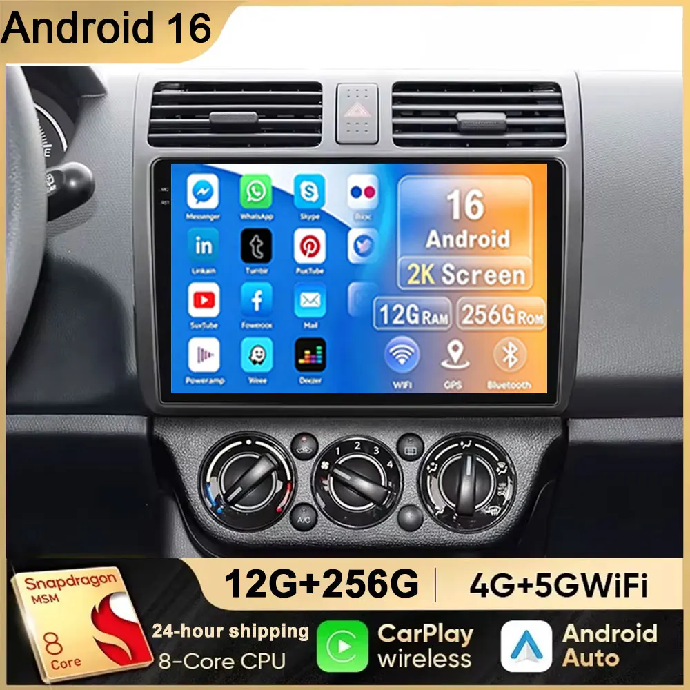 2din Android 16 Car Radio for Suzuki Swift 2003 - 2006 2007 2008 2009 2010 Multimedia Player Carplay Stereo GPS DVD Head Unit