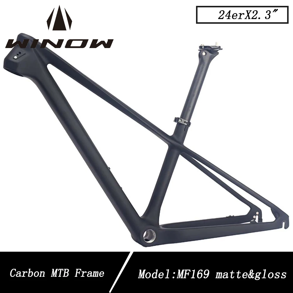 Winowsports 24ER Carbon Kids MTB Frame 135*9MM QR Mountain Bike Carbon Frameset BSA68 UD Black Matte Kids Bike Bicycle Frames