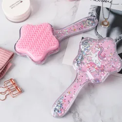 Sequins Comb Massage Children Quicksand Cushion Massage Comb Cute Girl Comb Carry Long Hair Anti-knot Comb Hair Brush