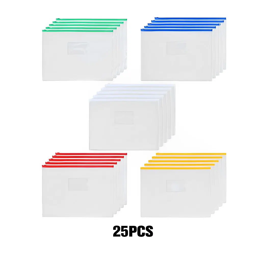 25piece Transparent Fastener Bags - Waterproof And Durable Storage Solution For School And Office Extensive Small Window