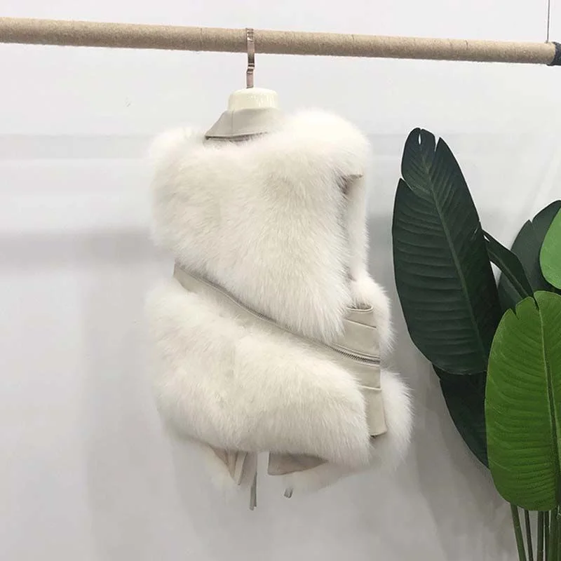 여성 조끼 짧은 모피 코트 슬림 패션 가을 겨울 모조 여우 모피 조끼 자켓 2025 Splicing 민소매 양복 조끼 여성