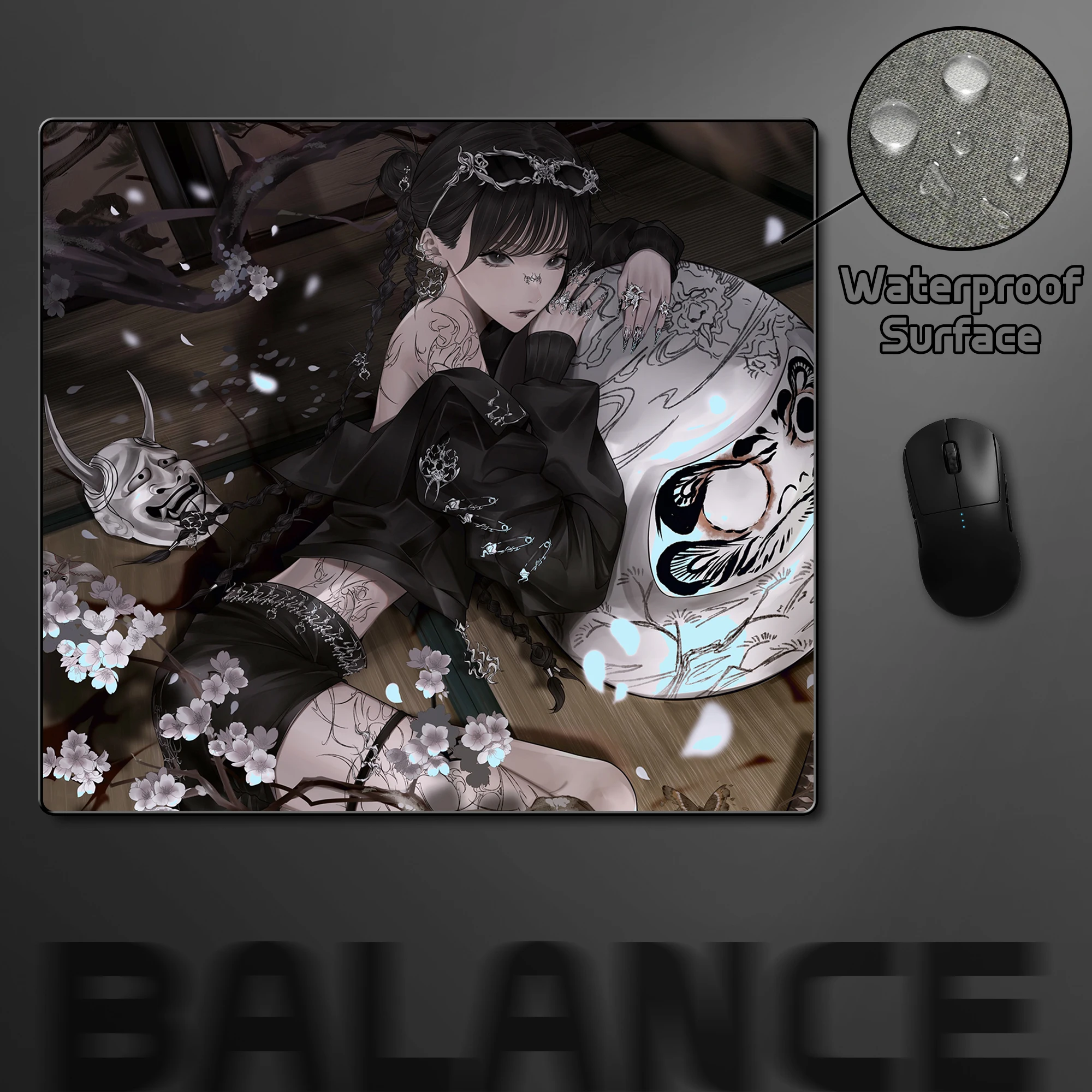 

Dark Fantasy Art Mouse Pad Anime Oni Mask Balance Computer Mousepad Waterproof Surface Mouse Mat E-Sports Professional Desk Mat