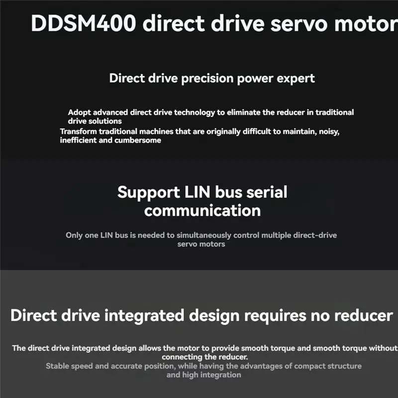 AY14 -DDSM400 Direct Drive Servo Motor Adjustable Wide Speed Range Low Noise Integrated Servo Motor Support LIN
