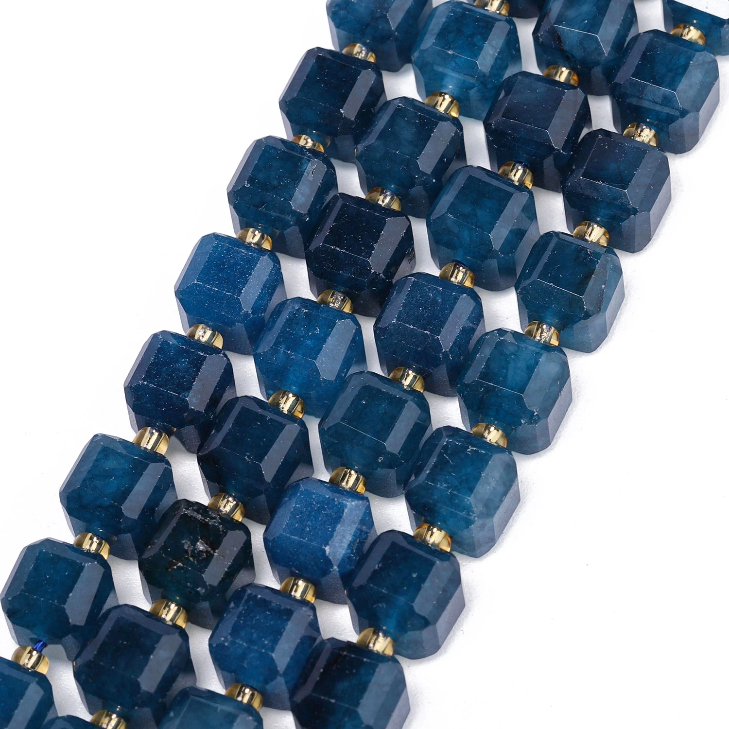 7-8mm Faceted Cube Natural Stone Blue Apatite Beads Square Loose Spacer Beads for Jewelry Making DIY Energy Charms Bracelets