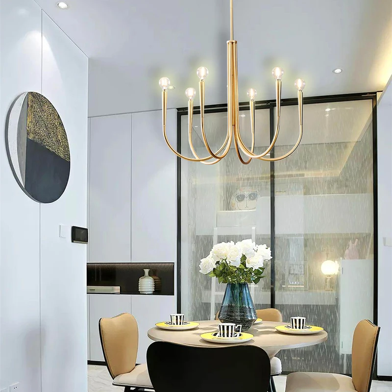 Lampadario a soffitto di design nordico in oro per soggiorno, tavolo centrale, camera da letto, soffitta, lampade a sospensione, decorazioni per la