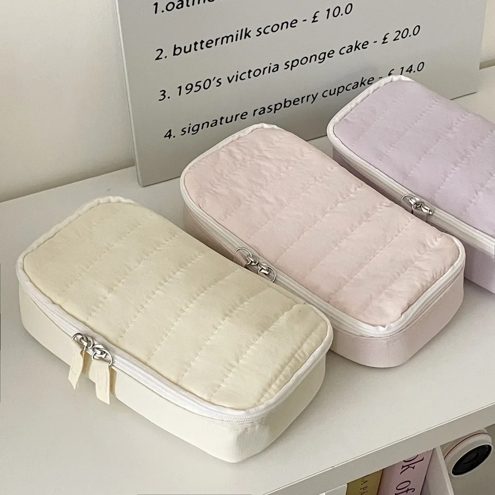 Creative Cotton Large-capacity Stationery Storage Bag Multi-function Candy Color Makeup Box Ins Cute Design Pencil Case Girls