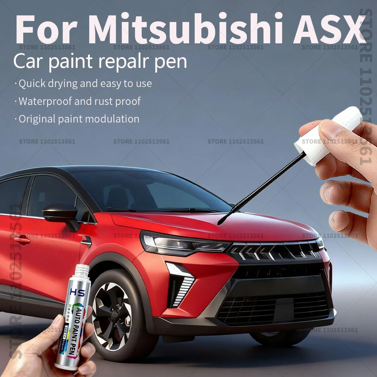 For Mitsubishi ASX Car Paint Repair Pen Touch Up Scratch Remover DIY Auto Accessories Red White Gray AB Black Orange Silver A31