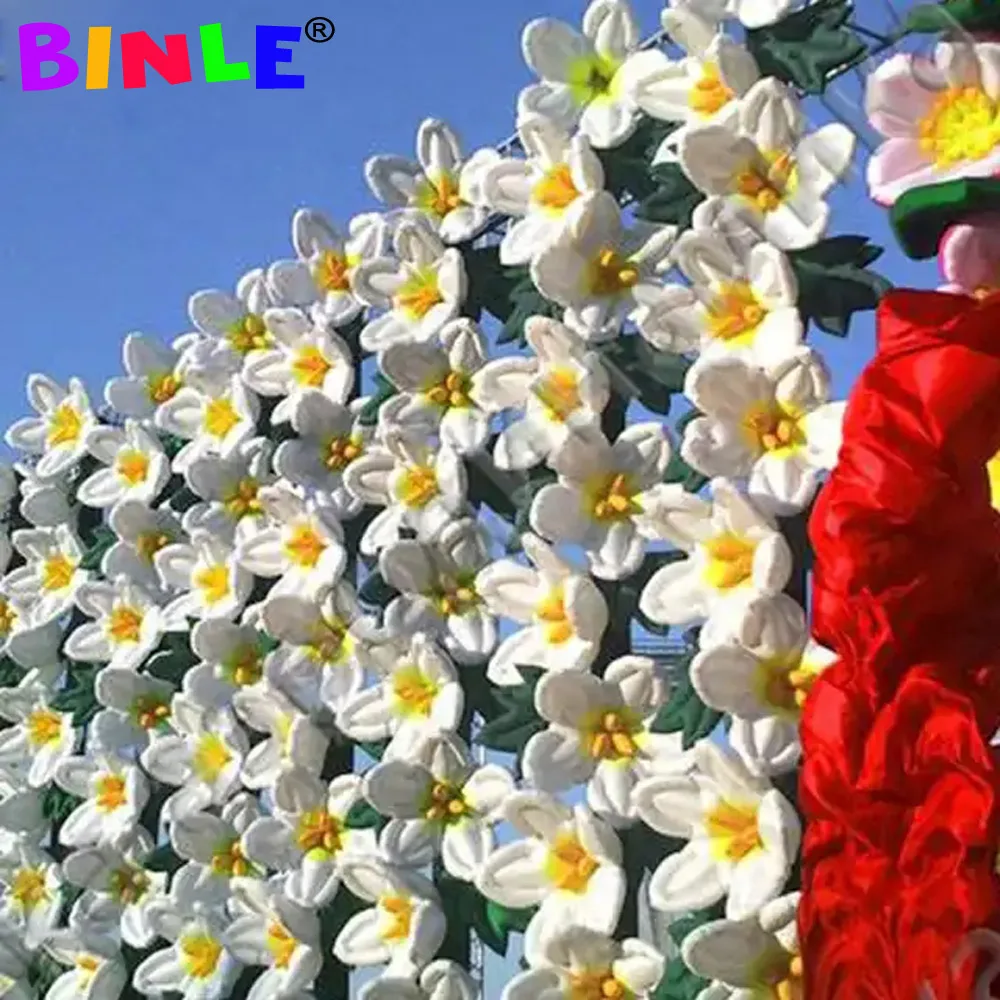 Correntes de flores infláveis iluminação colorida, Flor artificial para casamento, Flor brilhante para festa