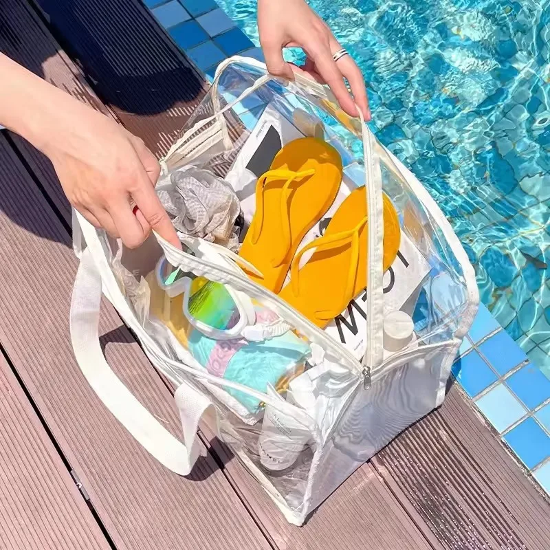 Transparent Storage Bag Large Capacity Makeup Bag Handbag Portable Waterproof Storage For Clothes Beach Organizer Travel Bags