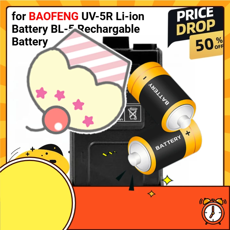 

7.4V 1800mAh Walkie Talkie Battery for UV-5RA UV-5RE UV-5RT for BAOFENG UV-5R Li-ion Battery BL-5 Rechargable Battery