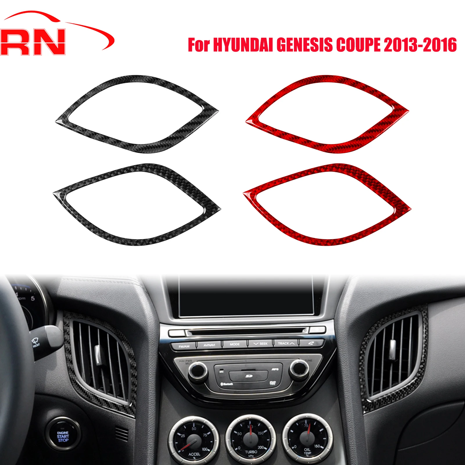 

For Hyundai Genesis Coupe 2013-2016 Modified Carbon Fiber Air Conditioner Middle Vent Interior Accessories Decorative stickers