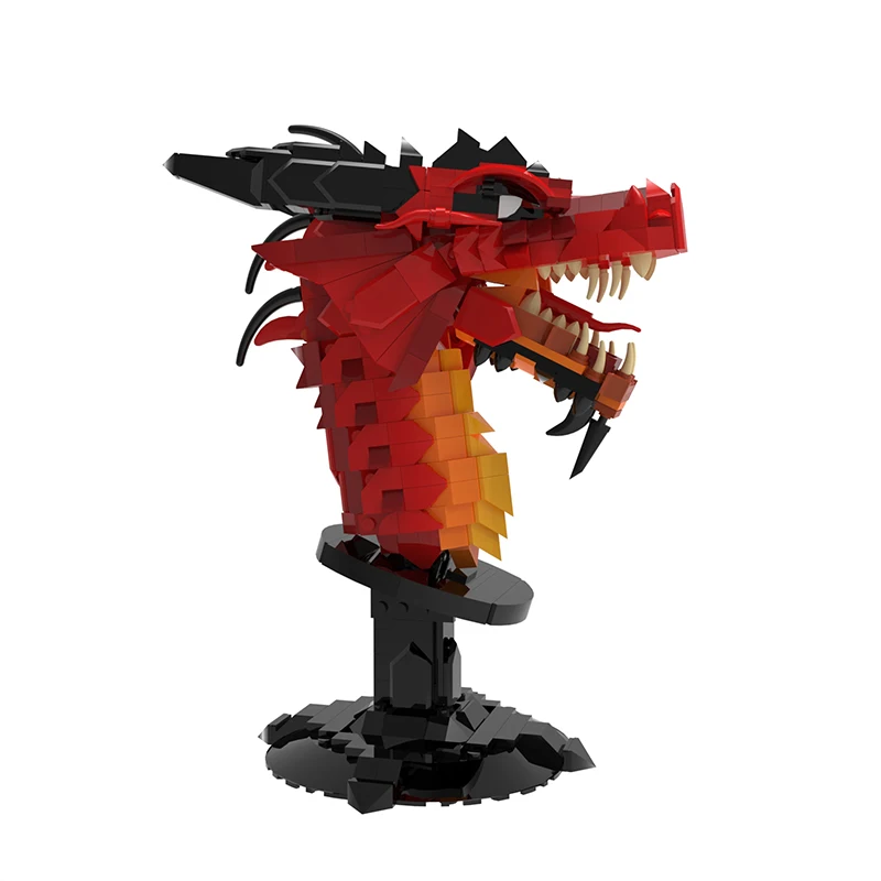 762pcs MOC Western Colorful Red Dragon Head Building Block Kit Chinese Zodiac Symbol Animal Model Home Display DIY Kids Toy Gift