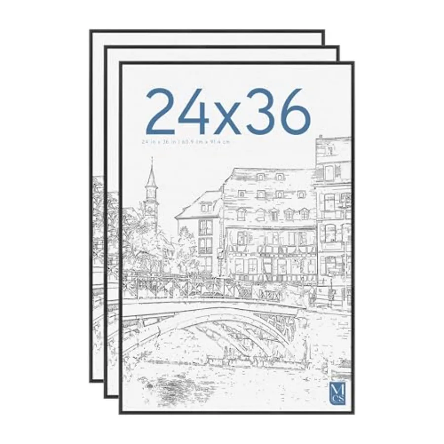 

Оригинальная рамка для постеров 24x36 дюймов, черная - с ударопрочным покрытием - профиль 1/3 дюйма - легкая - для вертикального и горизонтального настенного крепления