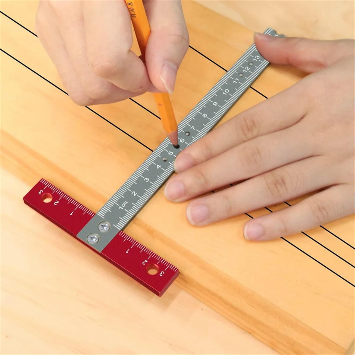 

Woodworking T Square Ruler Aluminium Alloy Metal Woodworking Drawing Crafting Drafting Tool with Scale