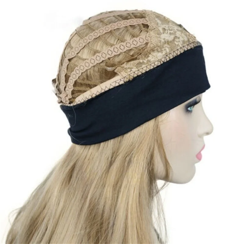 Senhoras longas retas 3/4 meia peruca de cabelo faixa de cabeça perucas naturais pretas de seda