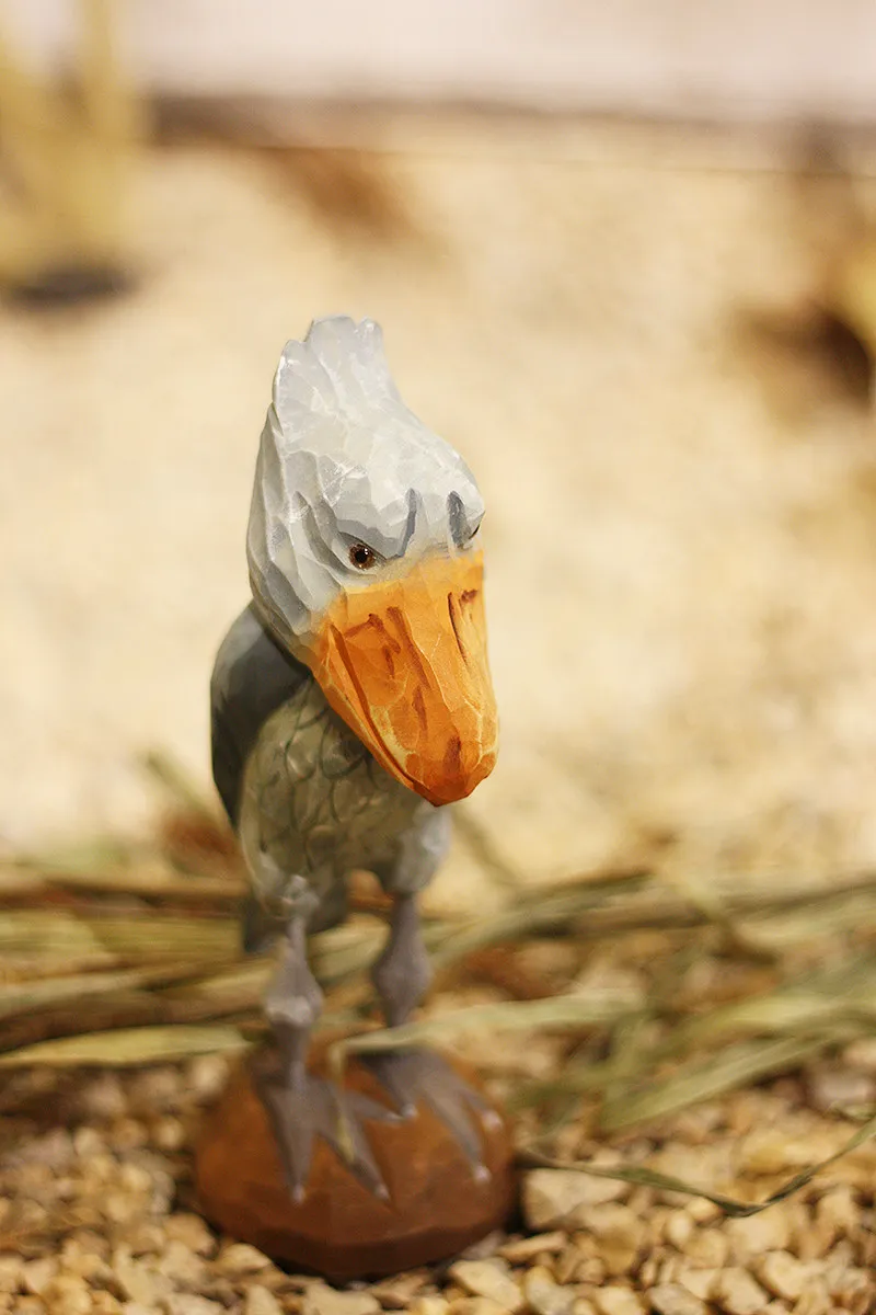 Wal-Kopf Storch Holzschnitzerei Vogel-Dekoration Rein Handgefertigte Massivholz Tier-Dekorationsobjekte Dekorative Wohnaccessoires – Detail 7