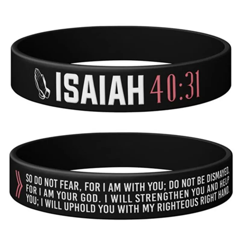 1pc/4pcs Christian inspirational bible verse rubber bracelet silicone wristband