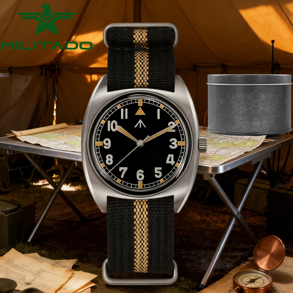 

Militado ML17 Miyota Super 2035 GL12 Кварцевые часы Военные полевые часы с сапфировым стеклом Водонепроницаемые светящиеся часы 36 мм