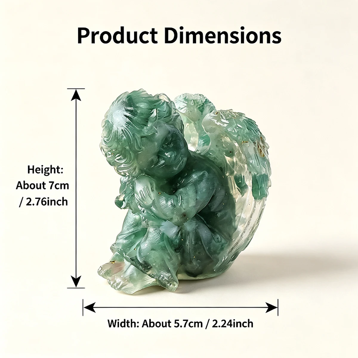 1pc Crystal Angel Figurine, Hand Carved Natural Stone Cherub Statue, Resin Crafts, Cute Angel Sculpture for Desktop Shelf Decor view 2