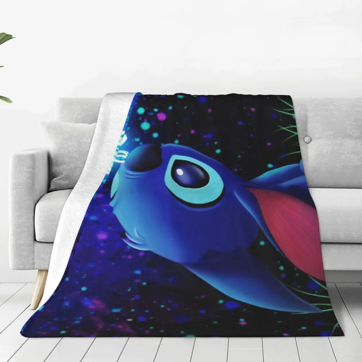 

Stitch Plush Flannel Blanket - Warm and Snuggly Fleece Throw for Couch, Bed, and Camping Adventures Any Time of Year
