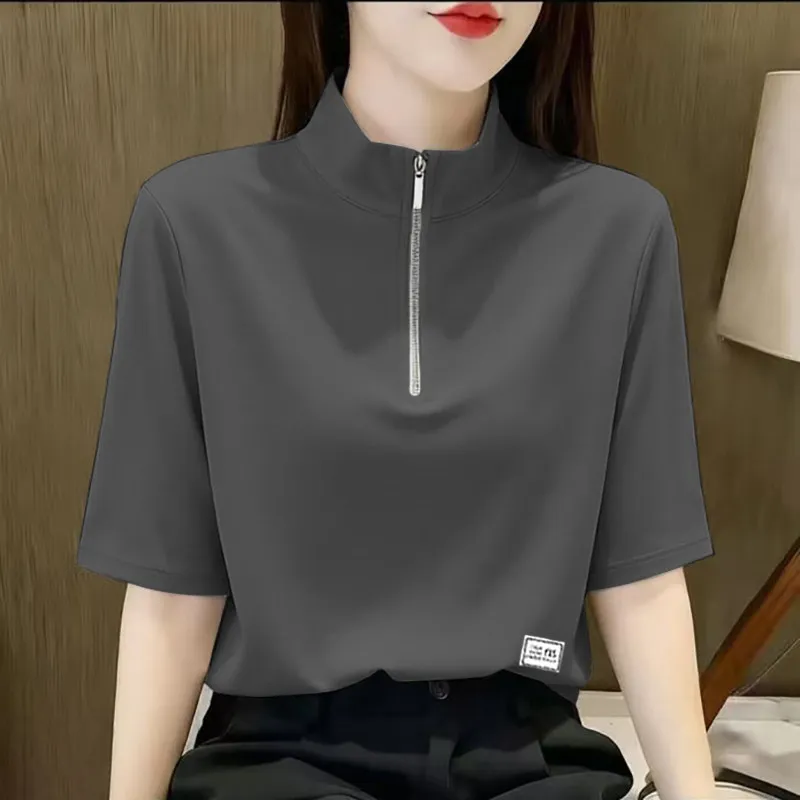 

Cotton Summer Sexy Women's T Shirt Skinny Slim Solid color Top Y2K Short Sleeve Polo TShirt Casual Top Loose Tee for Women 2026