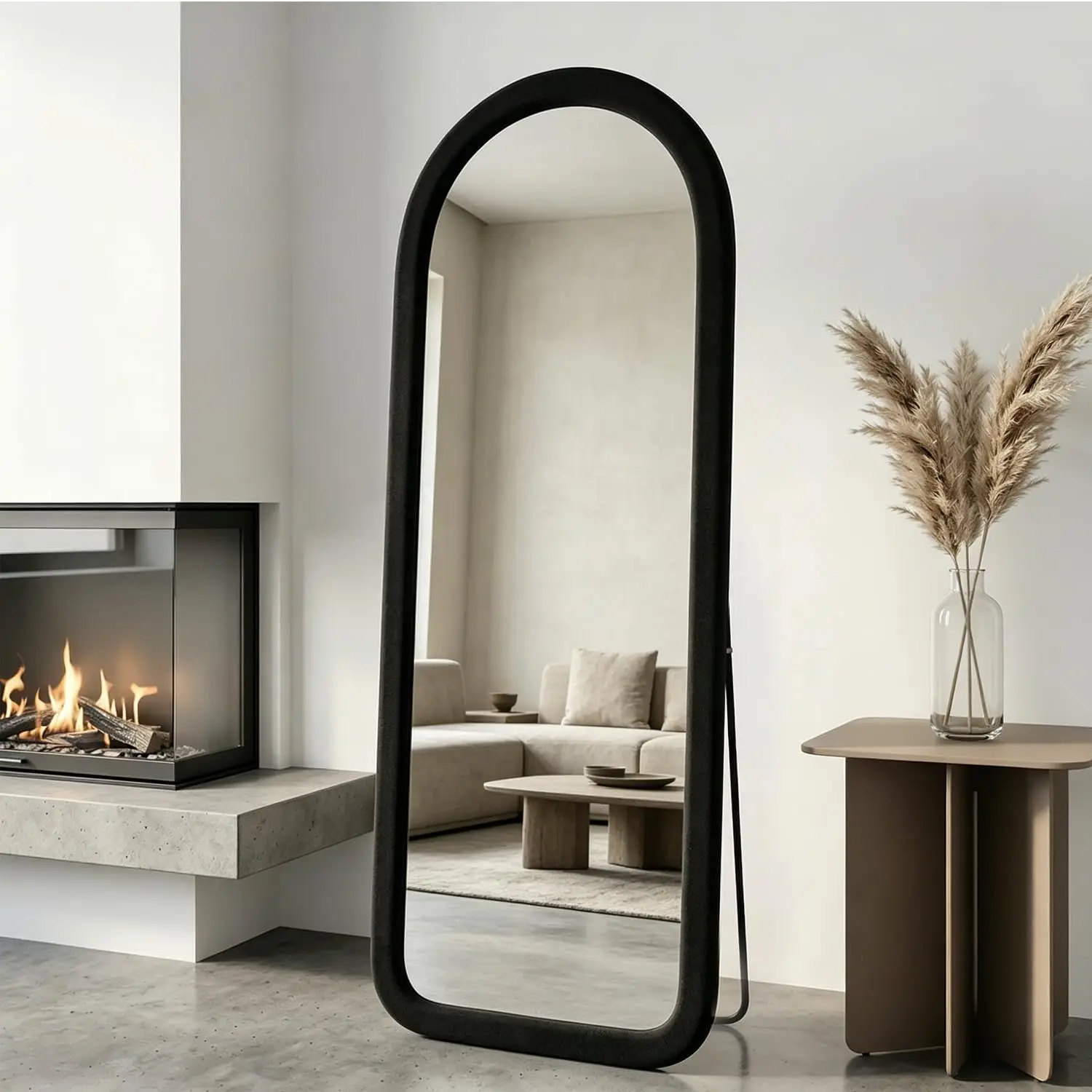 Full Length Mirror 56x20 Arch Floor Mirror Stand Arched Full Body Mirror Standing Hanging Leaning Wall Bedroom Flannel Wrapped W