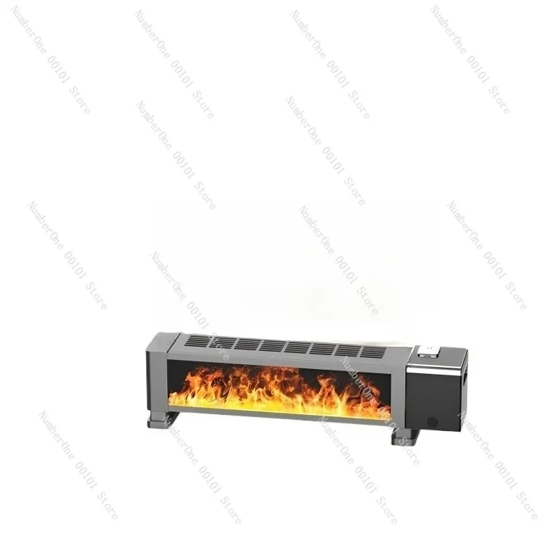 Home Bedroom Baseboard Heater, Energy-saving Quick Heat Graphene Fan, Simulation Flame Electric Heater, Multi-functional Room
