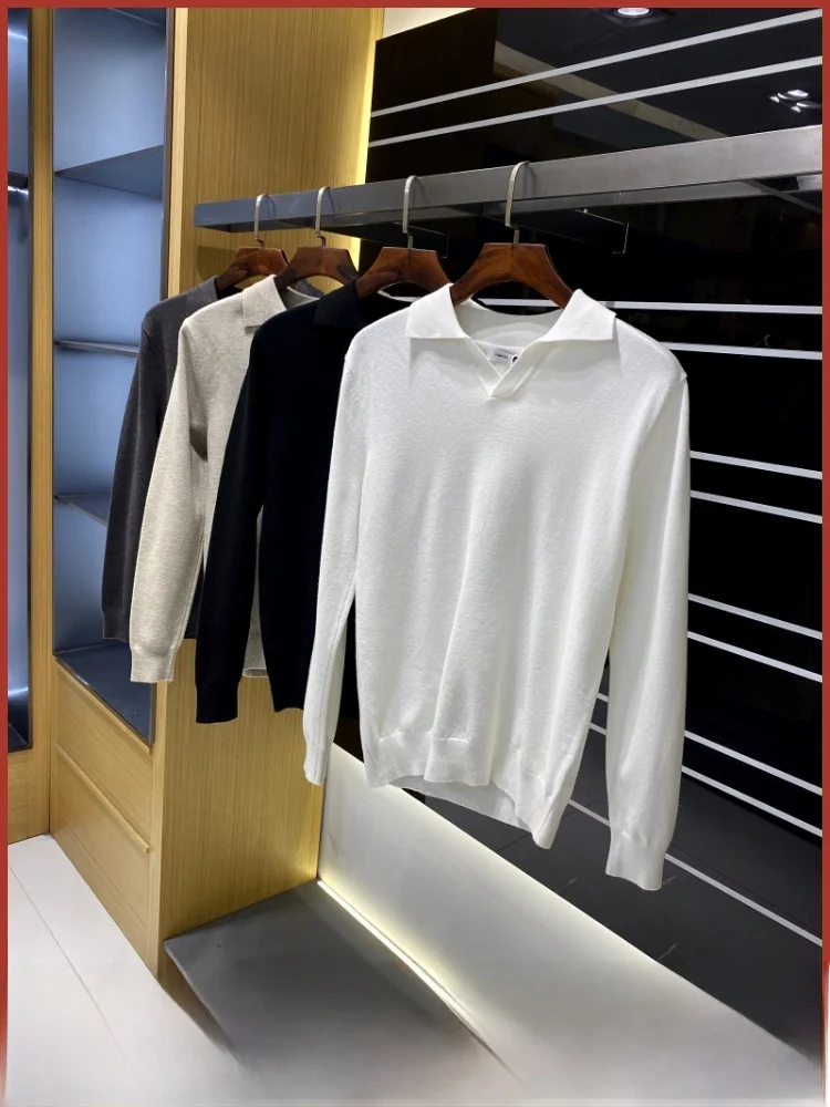 

Итальянский вязаный свитер Ele Long Sve Ne, удобный мягкий мужской модный осенне-зимний теплый базовый слой, модный