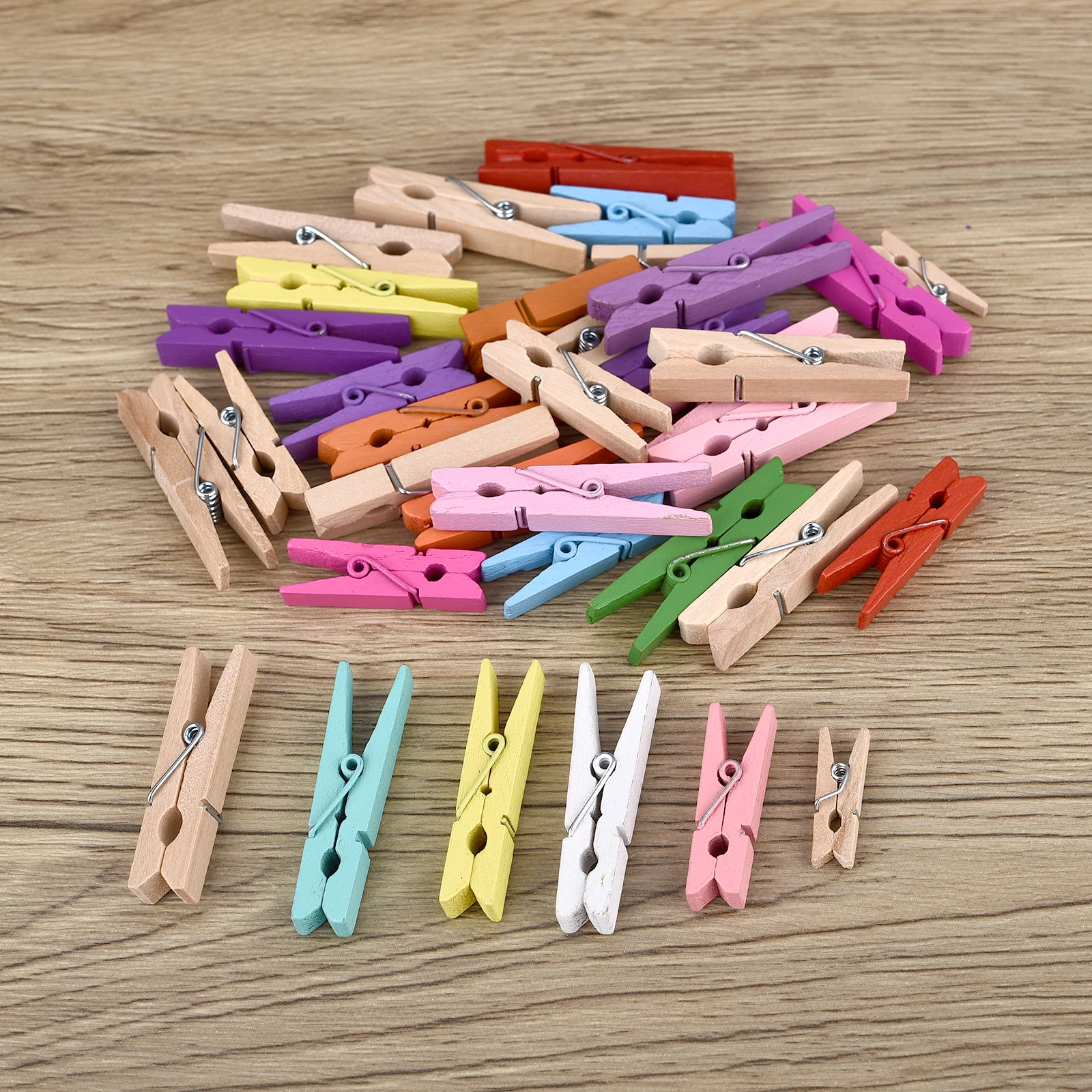 25pcs Natural Wooden Colored Photo Mini Clips Memo Paper Peg Clothespin DIY Stationery Christmas Wedding Party Home Decor