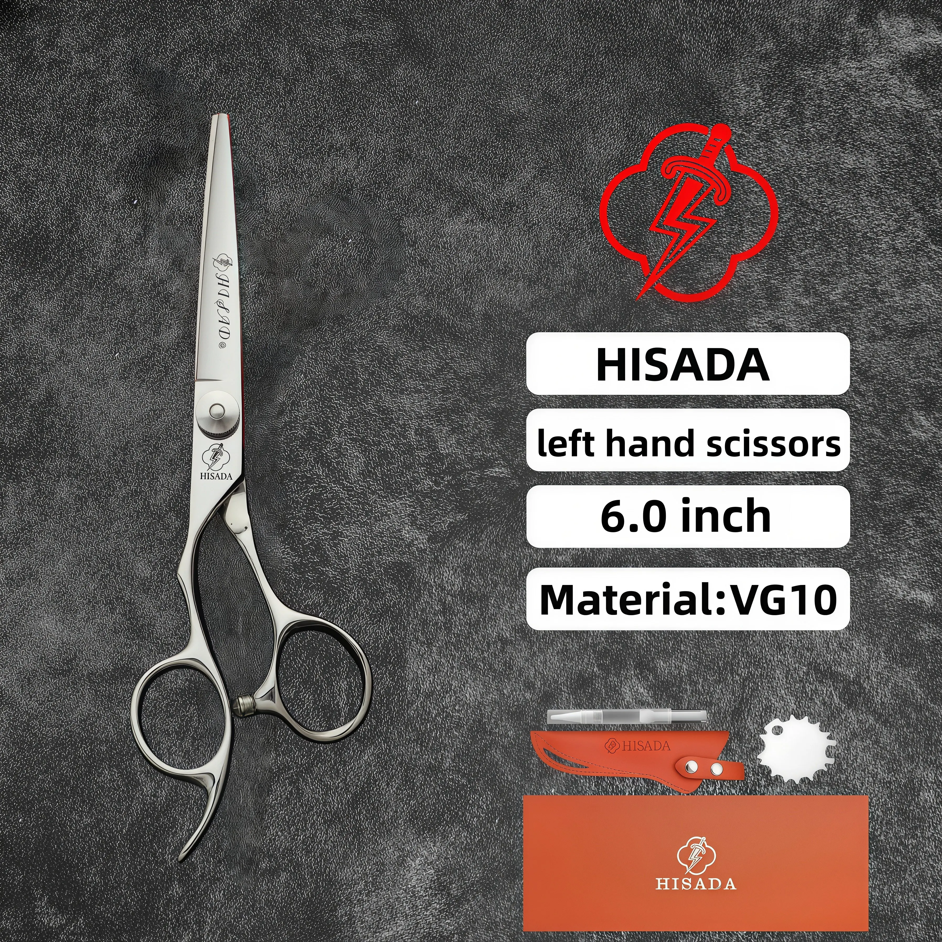 Left Hand Scissors, Left-Handed Thinning Shears, 6.0 Inch, Professional Left-Handed Scissors, Barber Shop Left-Handed Scissors