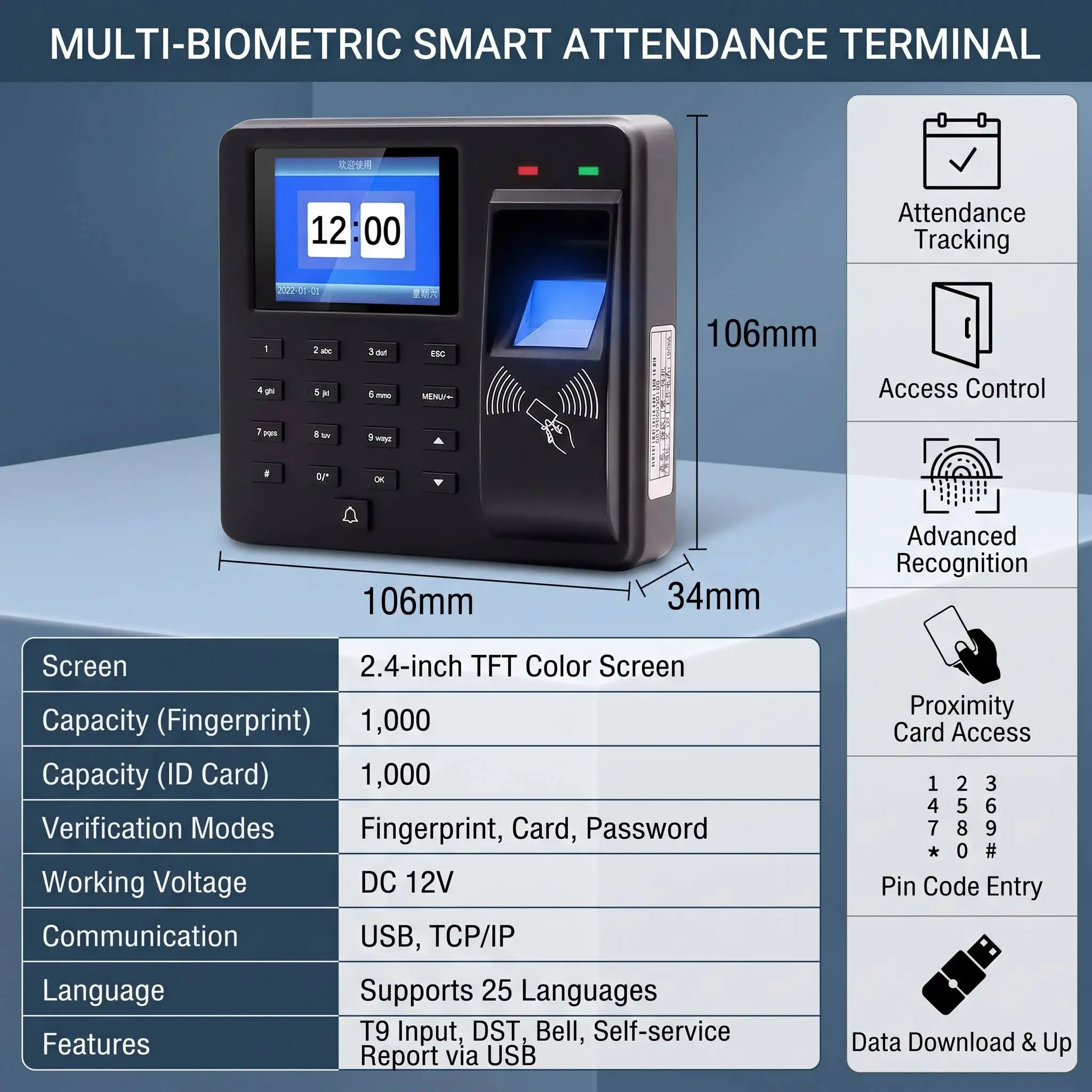 M10H Biometric Access Control Kit 2.4