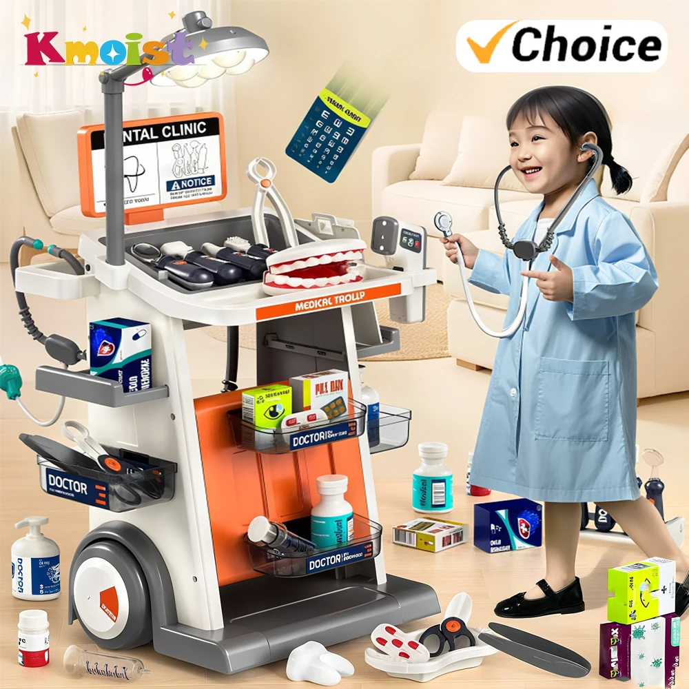 Simulatie Tandarts Medische apparatuur Tafelvullingen Injectie Stethoscoop Medische trolley Thuisarts Speelgoed voor kinderen Kerstcadeaus