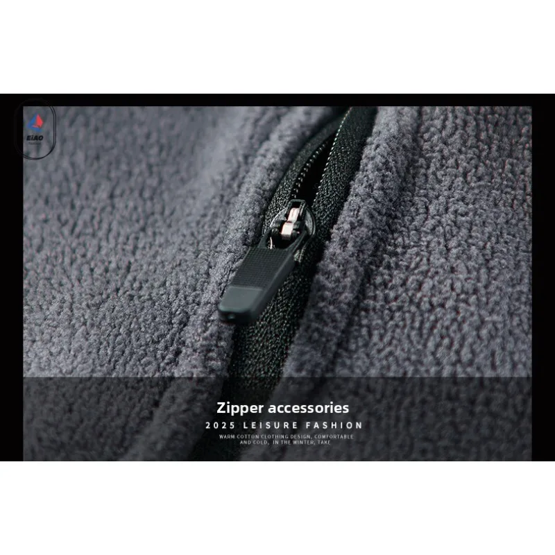 EIAO 2025 春秋 メンズ フリースジャケット 裏起毛 長袖 丸首 ベースレイヤー アウトドア カジュアル プルオーバー 快適ウェア