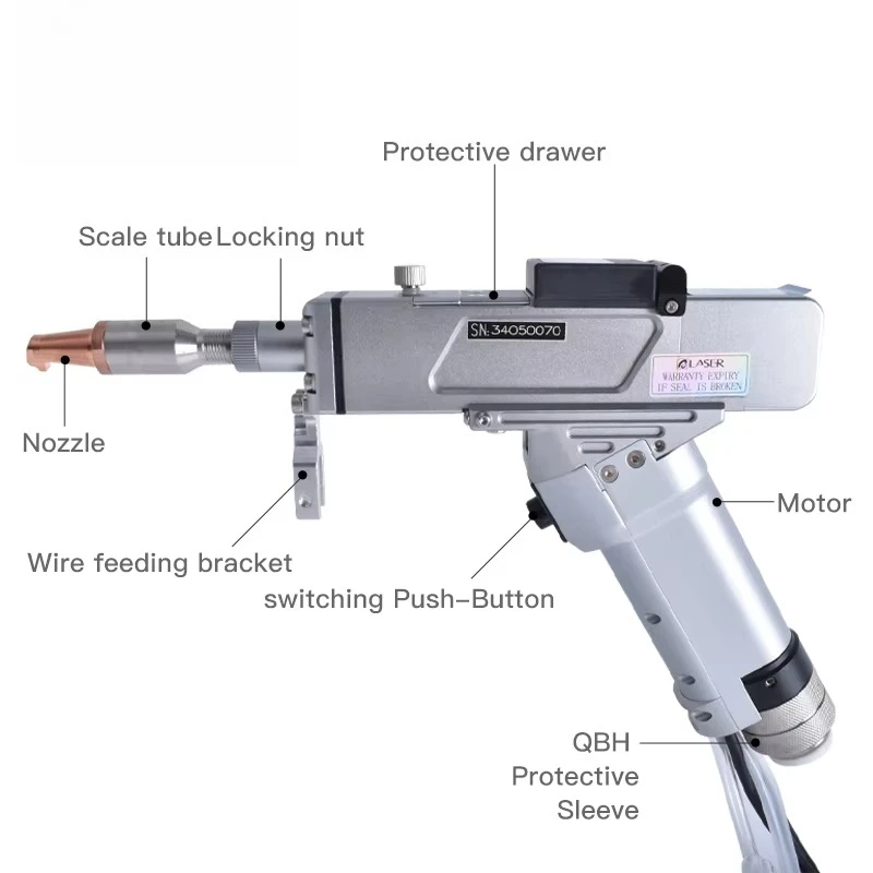 QILIN DWT20S Handheld Fiber Welding Head for 1.5KW 2KW Welder BWT20S DWT22 BWT30C Single&Dual-Axis Wobble Weld Clean Head