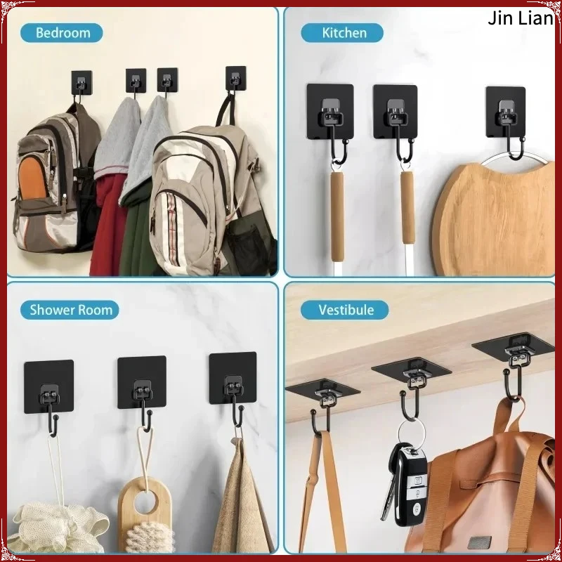 Household Multi-Scene Transparent Waterproof Adhesive Wall Hooks Big Size Heavy Duty 22 lbs Nail-Free Hooks for Kitchen