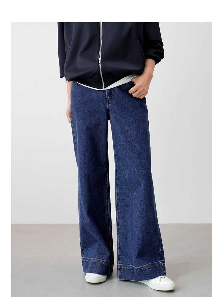 

Spring 2026 Ladies' New Wide Leg Micro Flare Jeans Straight Cut Denim l Waist Cotton Button Closure