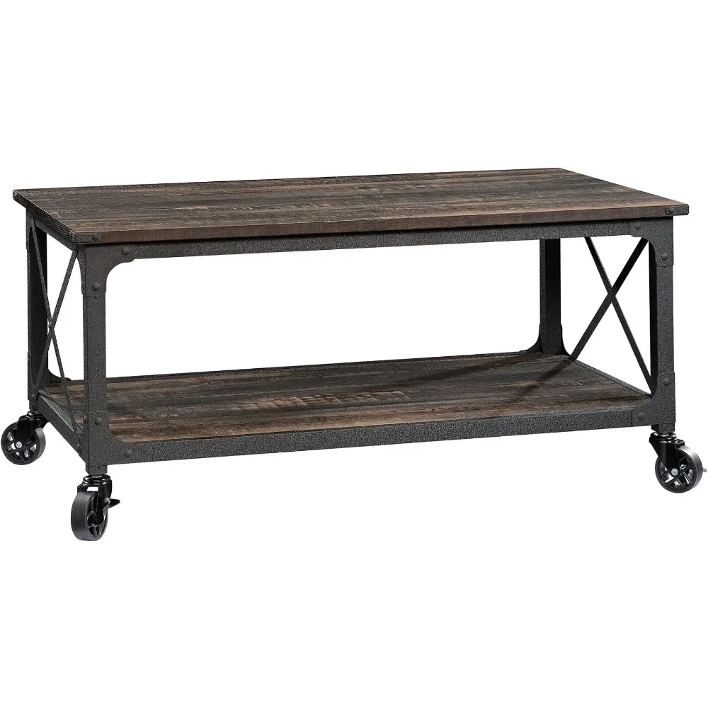 

Sauder Steel River Coffee Table, L: 42.91" x W: 24.21" x H: 18.5", Carbon Oak Finish