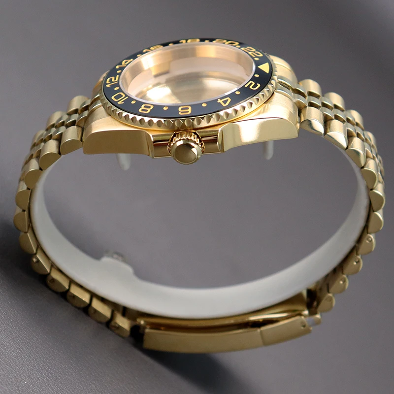 Золотые корпуса для дайвинга 40 мм для NH35 NH36 NH34 NH70 NH72 Miyota 8215 Eta 2824, корпус часов с механизмом, ремешок с пряжкой, сапфировое стекло